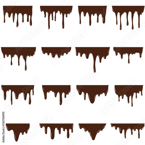 Set of melting chocolate clipart. Dripping chocolate elements