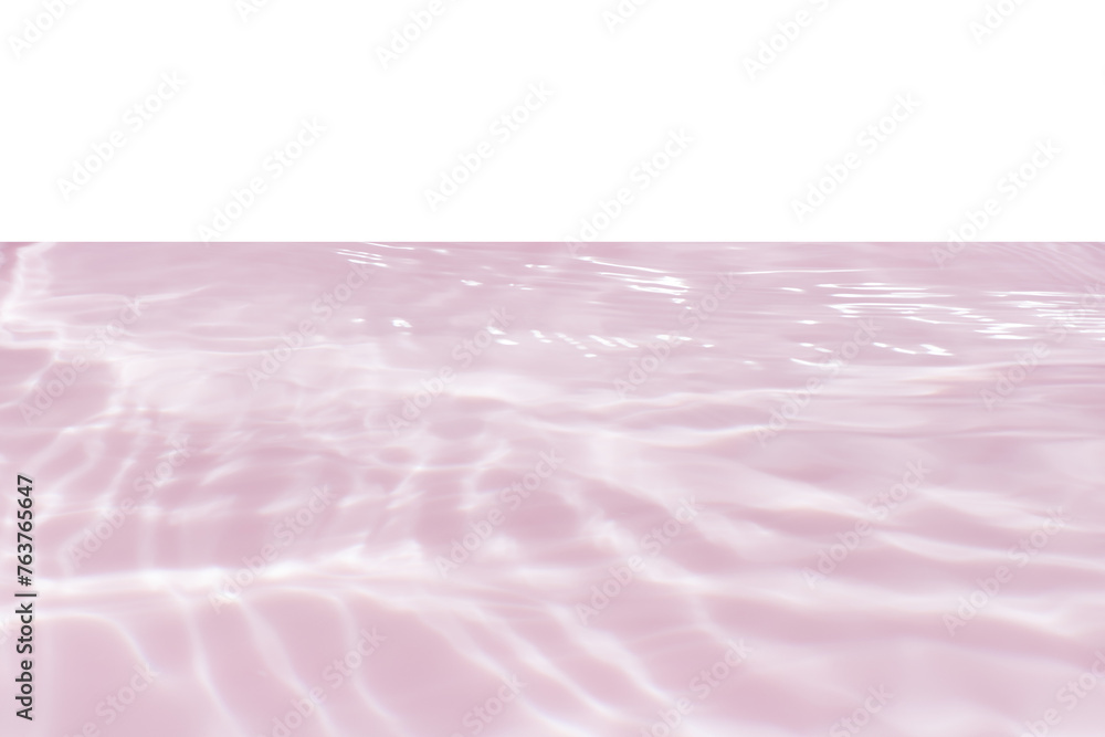 Fototapeta premium Purple water bubbles on the surface ripples. Defocus blurred transparent pink colored clear calm water surface texture with splash and bubbles. Water waves with shining pattern texture background