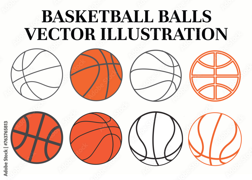 Basketball Balls Vector Illustration. Isolated Vector Basket Balls.
