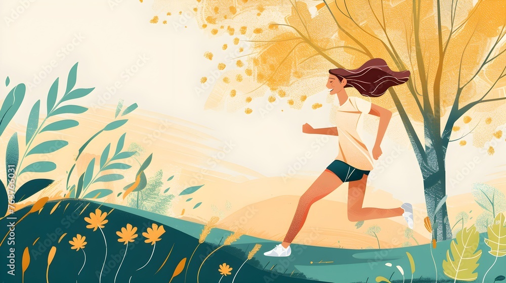 illustration of a woman running in the park