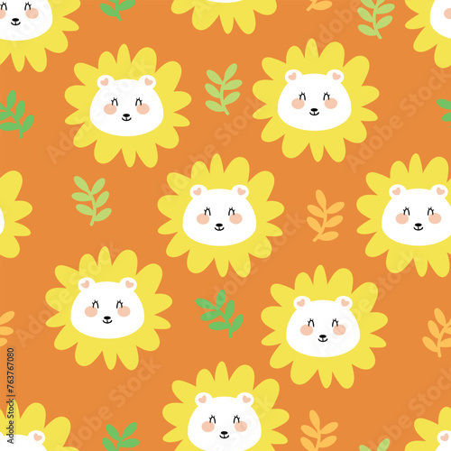 Seamless pattern with cute cartoon bears for fabric print, textile, gift wrapping paper. children's colorful vector, flat style