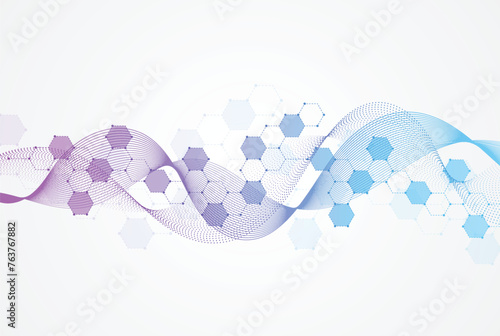 Abstract hexagonal molecular structures in technology background and science style. Medical design. Vector illustration