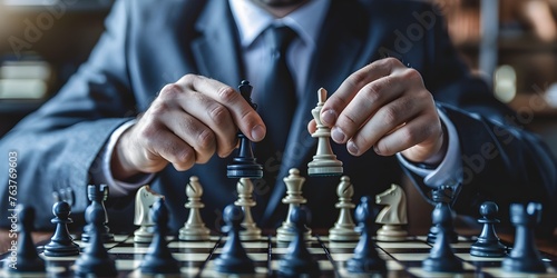Corporate Strategist Contemplating Chess Moves for Competitive Advantage