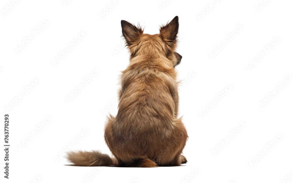 Brown Dog Sitting on White Floor. On a White or Clear Surface PNG Transparent Background.