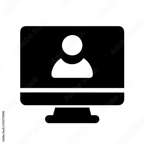 monitor with a person on the screen, video conferencing  icon vector illustration