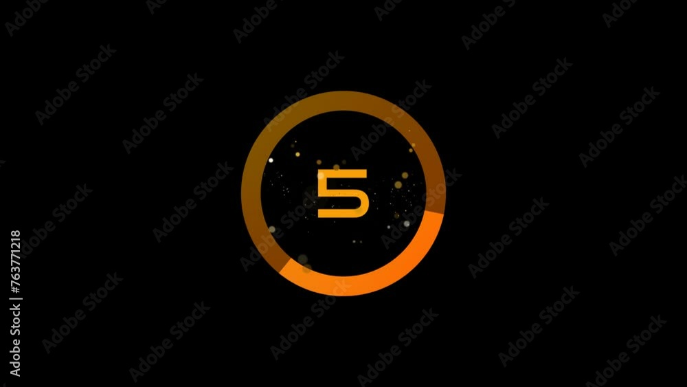 10 second Gold countdown timer animation with color gradient on black  screen	