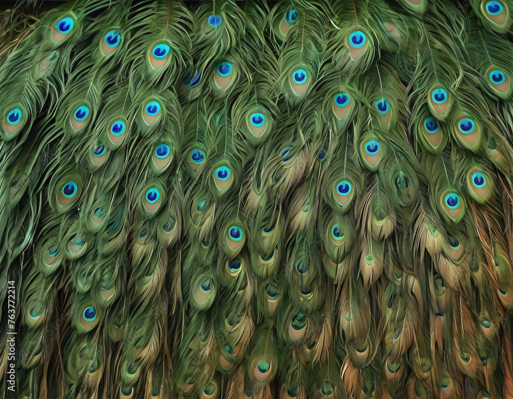 Obraz premium a grid of beautiful peacock feather texture background wallpaper