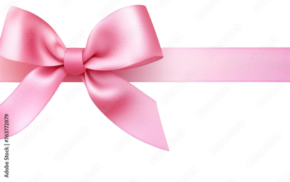 Fototapeta premium Pink Ribbon With Bow. On a White or Clear Surface PNG Transparent Background.
