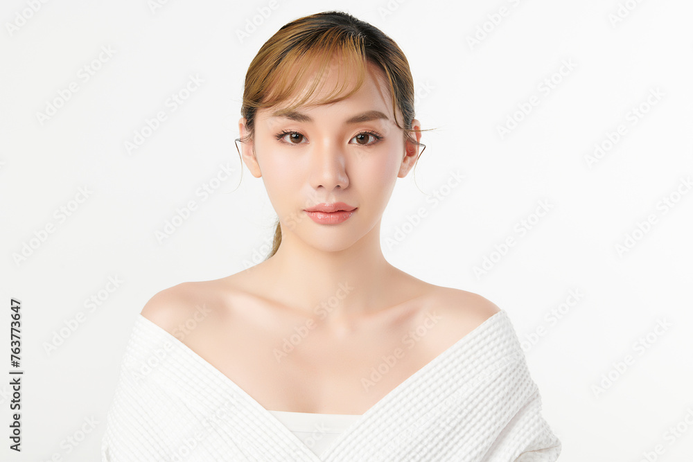 Beautiful young asian woman with clean fresh skin on white background, Face care, Facial treatment, Cosmetology, beauty and spa, Asian women portrait. Beautiful young asian woman with clean fresh skin on white background, Face care, Facial treatment, Cosmetology, beauty and spa, Asian women portrait.