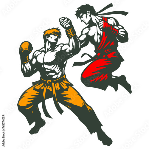 fighting karate illustration vector