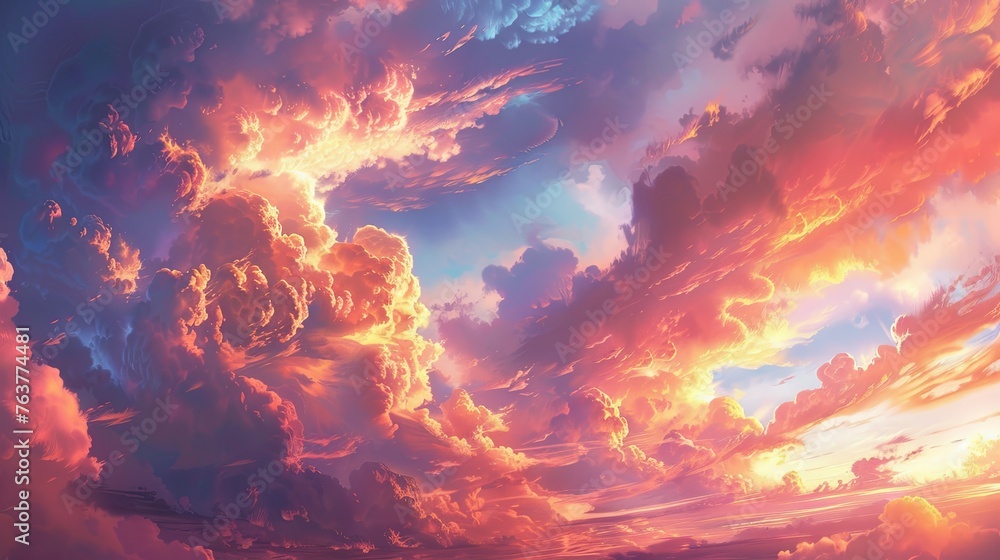 Heaven's Canvas: Serene Dawn Cloudscape - obrazy, fototapety, plakaty 