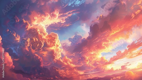 Heaven's Canvas: Serene Dawn Cloudscape © BG_Illustrations