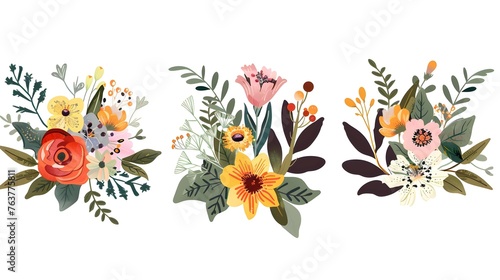 illustration bouquets of flowers. Design template