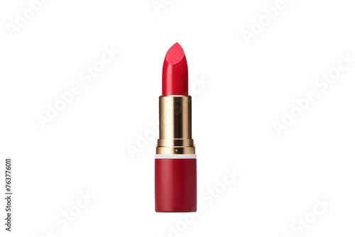 Vibrant Red Lipstick on White Background. On a White or Clear Surface PNG Transparent Background.