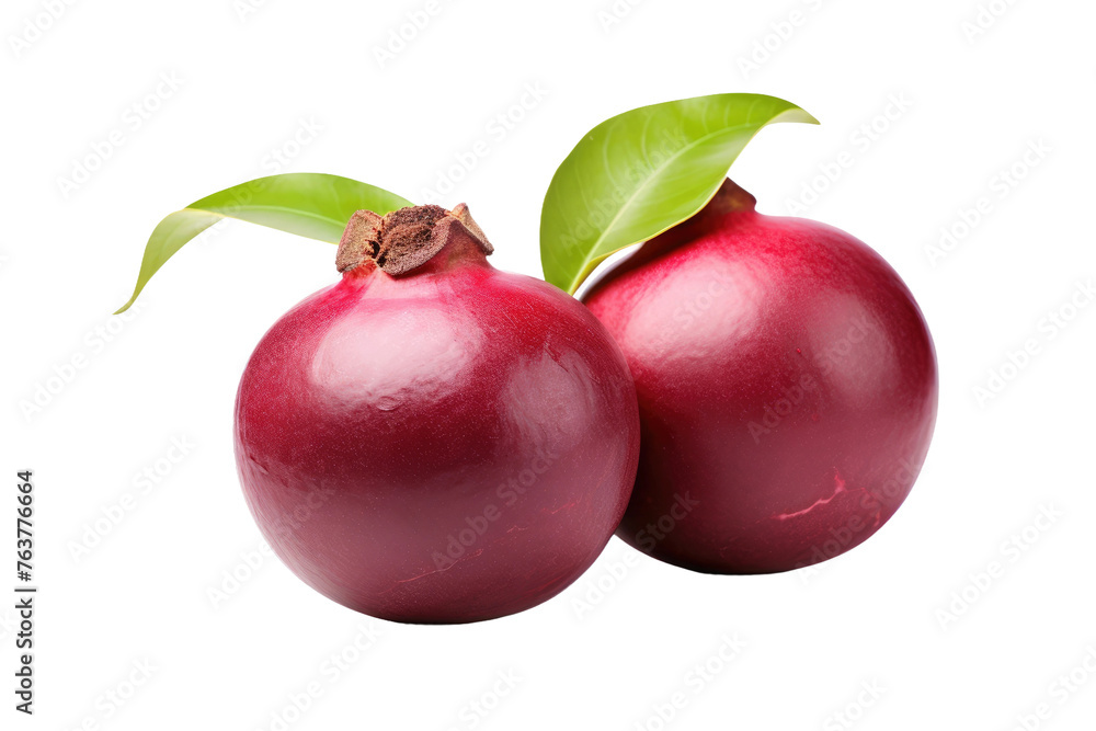 Two Pomegranates With Leaves on a White Background. On a White or Clear Surface PNG Transparent Background. Two Pomegranates With Leaves on a White Background. On a White or Clear Surface PNG Transparent Background.