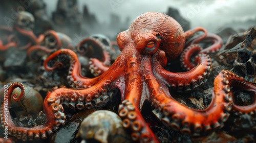 Fantasy octopus on pile © Danang