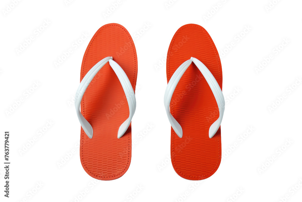 Orange and White Flip Flops. On a White or Clear Surface PNG Transparent Background. Orange and White Flip Flops. On a White or Clear Surface PNG Transparent Background.