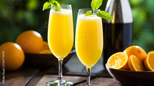 A classic mimosa with champagne and orange juice.