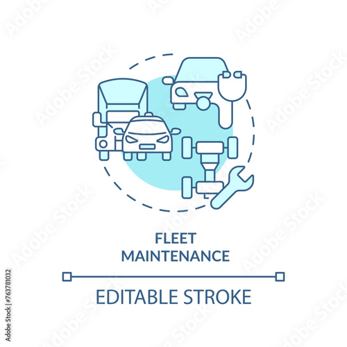 Fleet maintenance soft blue concept icon. Vehicle management, inventory control. Round shape line illustration. Abstract idea. Graphic design. Easy to use in infographic, presentation