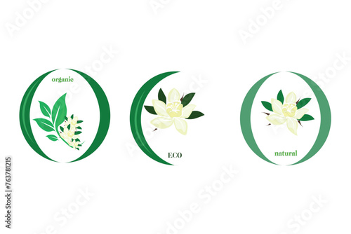Logo vector set design for massage and spa business. Leaf circle logo, spa, massage, grass, icon, plant, education, yoga, health.