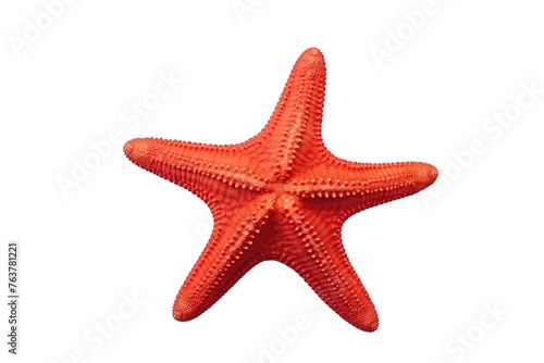 Red Starfish on White Background. On a White or Clear Surface PNG Transparent Background.