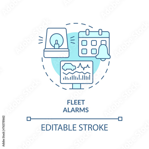Fleet alarms soft blue concept icon. Safety awareness, customer service. Car monitoring. Round shape line illustration. Abstract idea. Graphic design. Easy to use in infographic, presentation