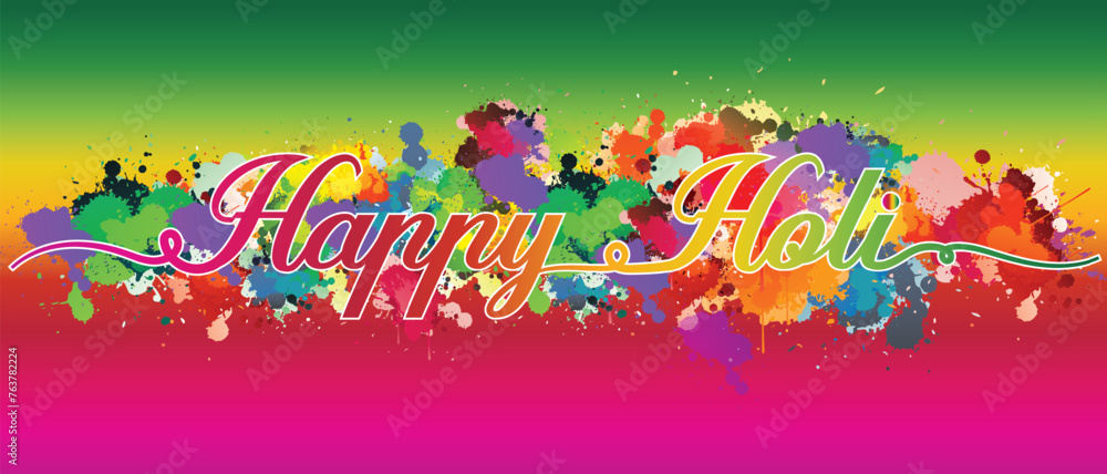 happy Holi. Indian festival with color full pots. abstract vector illustration design.