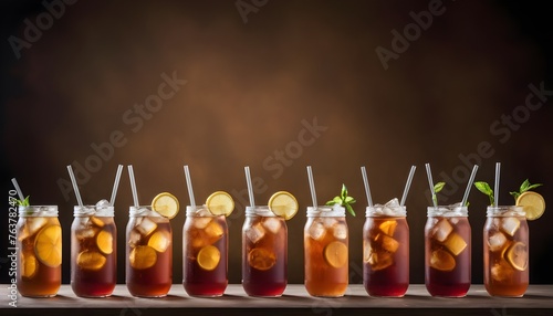 Iced tea glasses lined up