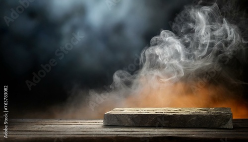 Mystery Unveiled: Product Backdrop with Cinematic Smoke and Text Area