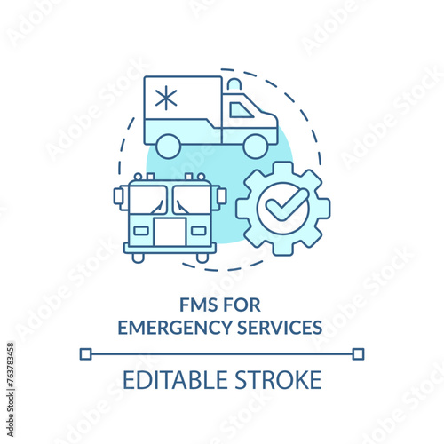 FMS for emergency services soft blue concept icon. Public safety, specialized equipment. Round shape line illustration. Abstract idea. Graphic design. Easy to use in infographic, presentation