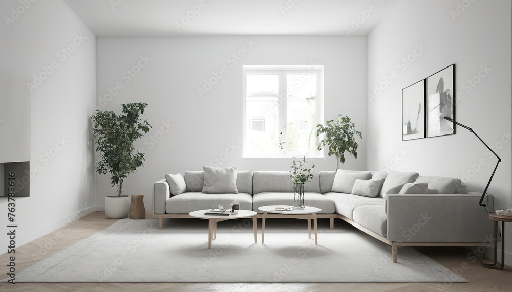 Scandinavian living room, minimal interior design Scandinavian living room, minimal interior design