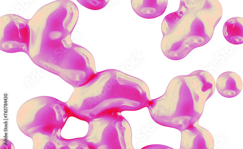 pink iridescent abstract 3d metaball particles on transparent background