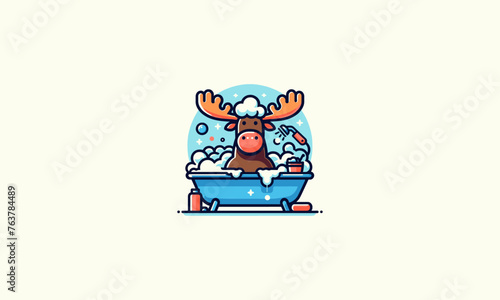 moose grooming vector illustration logo design photo