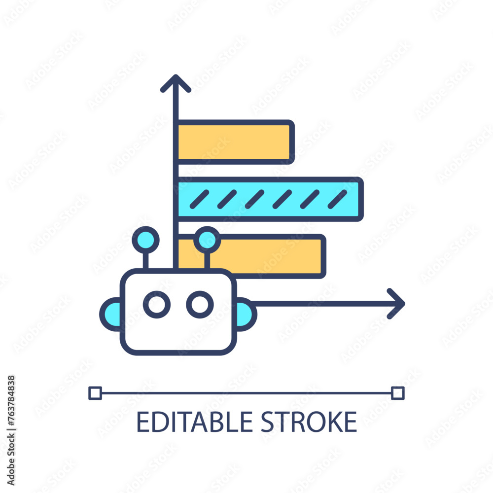 Automated data analysis RGB color icon. Progress tracking. Machine ...