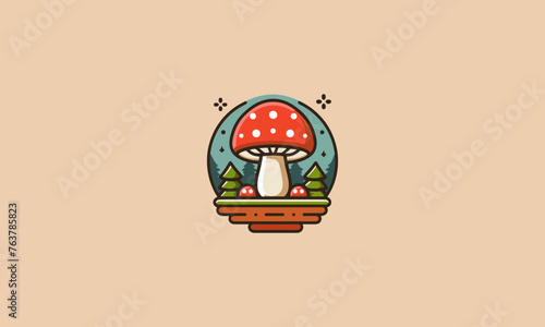 mushroom red vector illustration flat design