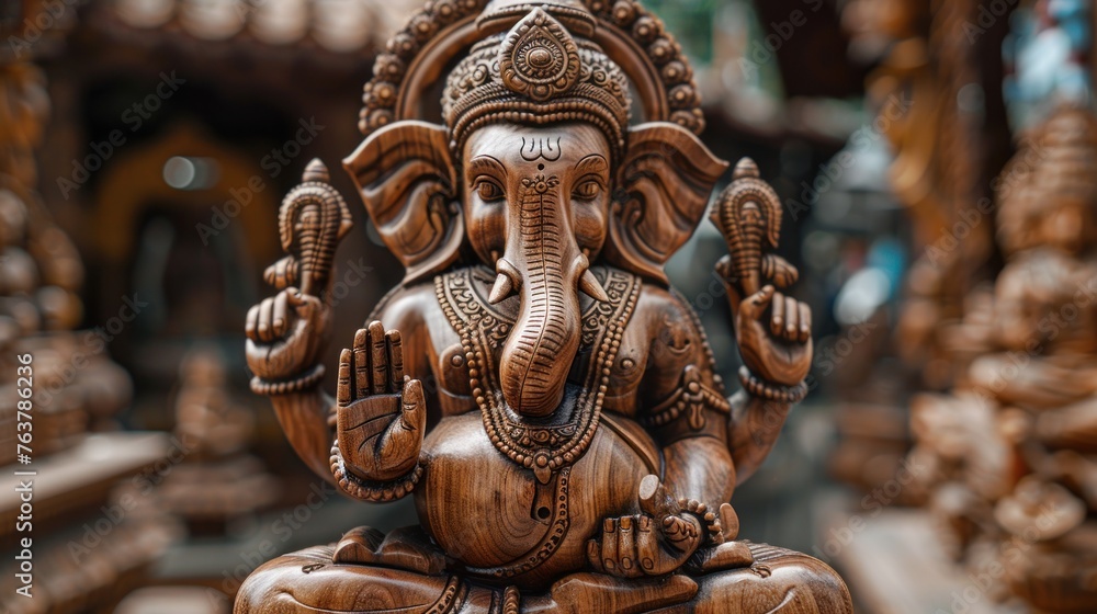 wooden Ganesh statue