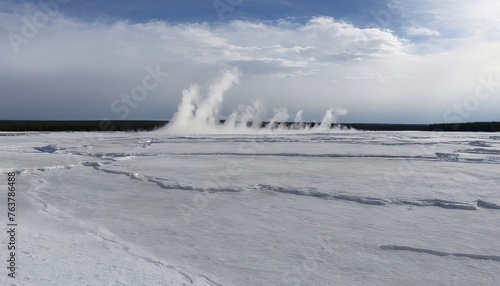 Snowmobile views of Lower Geyser Basin