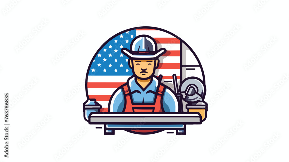 Labor Day Icon. Editable Bold Outline With Color Fil
