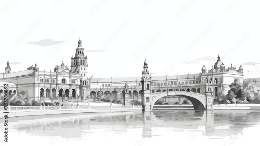 Landmark with building view of Seville isolated the capitaL