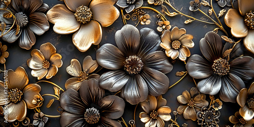 steampunk flowers, background with flowers, generative, ai