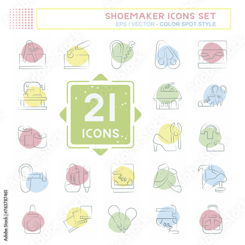 Icon Set Shoemaker. related to Shoes symbol. Color Spot Style. simple design editable. simple illustration