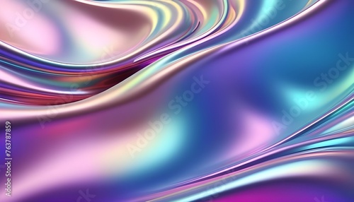 Abstract 3d render, iridescent background design, colourful illustration