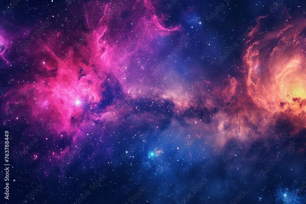 Panorama colorful background with nebula galaxy space. Generative AI - obrazy, fototapety, plakaty 