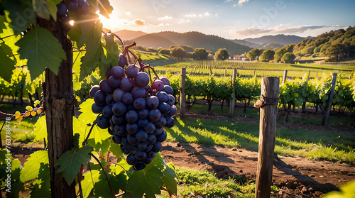 Grape vineyard background, AI Generative