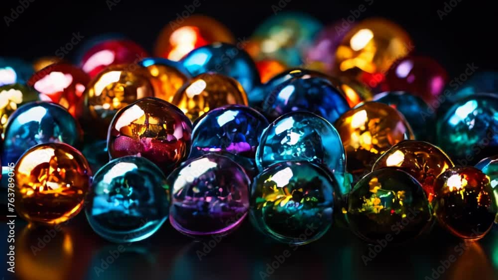 Colorful LED illuminations line a city street at night. Lights in various colors like blue, green, pink and white twinkle. Colorful LED illuminations line a city street at night. Lights in various colors like blue, green, pink and white twinkle.