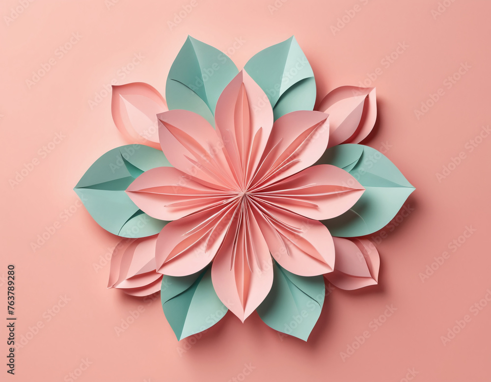 handcraft papaer art light pink color paper rose, paper flower, isolated in bright background handcraft papaer art light pink color paper rose, paper flower, isolated in bright background