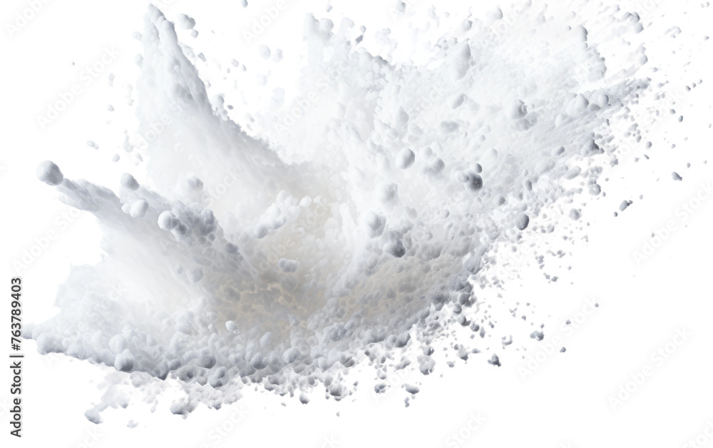 White Substance Flying Through the Air. On a White or Clear Surface PNG Transparent Background.