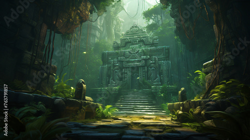 A hidden temple hidden within a dense jungle © franklin