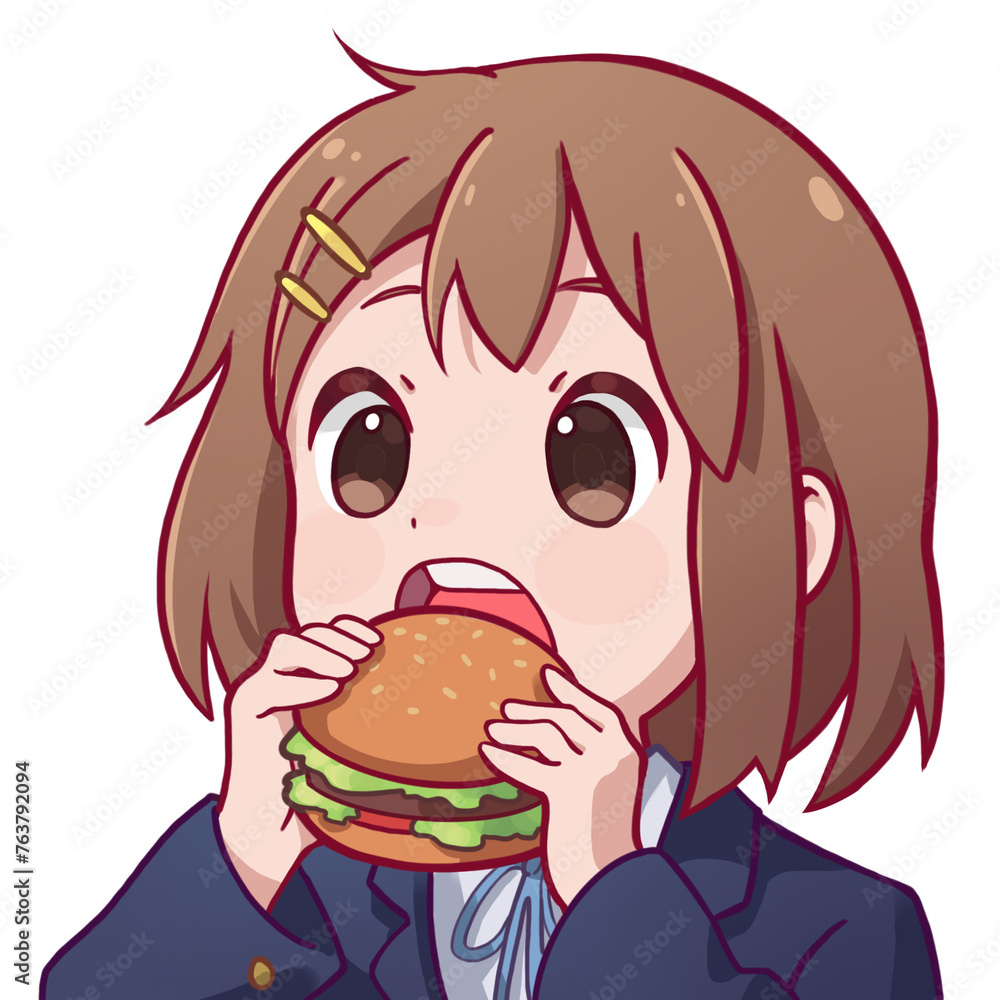 anime girl eating burger emote Stock Illustration | Adobe Stock