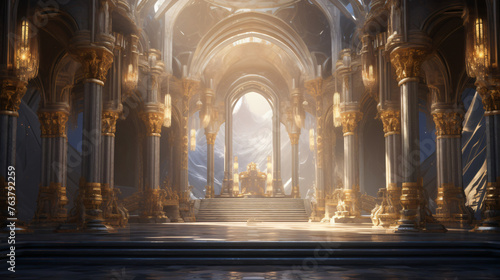 A hyperrealistic fantasy D interior of a temple